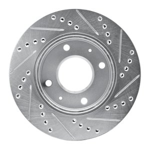 Hyundai Sonata Brake Rotor (1) - Front Left - R1 Concepts - Drilled & Slotted - Silver - `01-`03